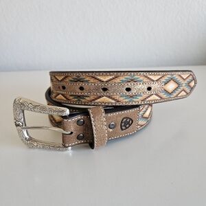 NEW Ariat | Southwest Diamond Inlay Leather Belt Western Womens Large